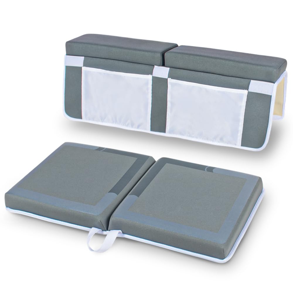 PRIMLECT Bath Kneeler and Elbow Rest Pad, 1.5" Thick Kneeling Pad for Bathing Baby, Bathtub Kneeler and Elbow Rest Set with Anti-Slip Bottom, Storage Pockets, Foldable, Quickly Dry