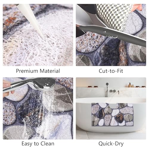 Image of Square Shower Mat Non Slip: 27x27 Inch Extra Large Shower Mats with Drain Hole in Middle -Anti Slip Shower Mats for Inside Shower -Loofah Shower Floor Mat Bath Mat for Shower Stall Bathtub Elderly