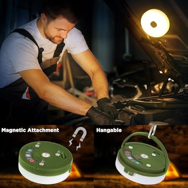 Retractable Camping String Lights, 33FT 3000 mAh Rechargeable 4 in 1 Tent Lights String with 9 Modes, Outdoor Portable Camper Lighting Waterproof, Camp Lamp for Party, Yard, Hiking Essentials