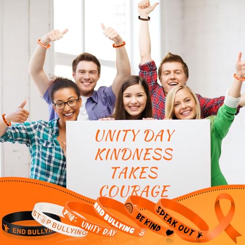 Image of Landical 300 Pcs Anti Bullying Awareness Bracelet Bulk Against Bullying Silicone Bracelet Motivational Silicone Wristbands for Awareness Fundraising