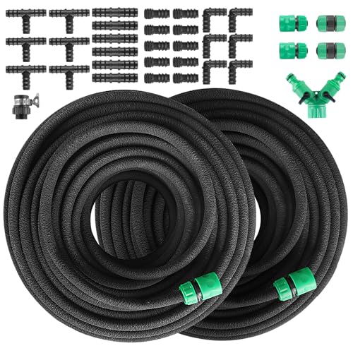 Tropfschlauch Set, Perlschlauch für Tropfbewässerung, Gartenschlauch für Bewässerung, Gärten, Rasen, Terrassen (100m)