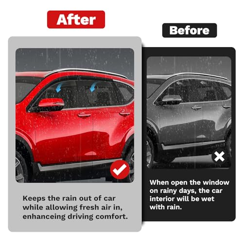 Image of Canvcle CRV Rain Guards - Window Visors for Honda CR-V 2017-2022, Outside-Mount Tape-On Side Window Wind Deflectors for CRV Accessories, Vent Visors Shades Rainproof 4PCS