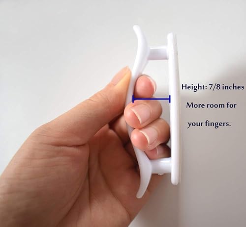 Miniatura 2 de 4 manijas autoadhesivas blancas para puertas correderas, manijas de gabinete para despegar y pegar sin taladro, perillas adhesivas para puertas de