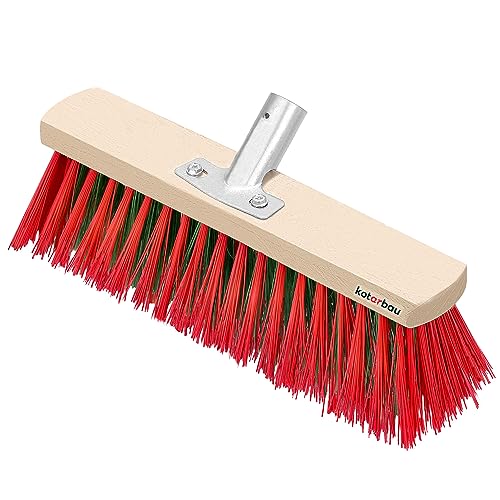 KOTARBAU® Balai Brosse - 33 cm - Balai Exterieur Terrasse - Brosse de Voirie - sans Manche - Bois - PVC - Poils Durs - de Jardin - Outil de Nettoyage