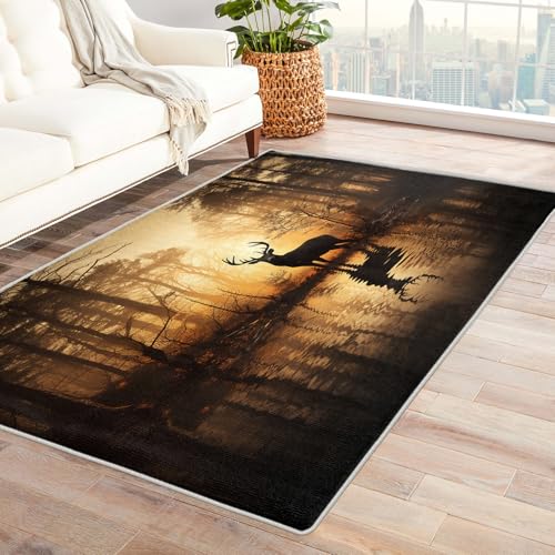 Tapete decorativo rectangular 3x4 con diseño de ciervo