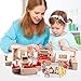 5 Set Dollhouse Furniture Accessories Wooden Bathroom/Living Room/Dining Room/Bedroom/Kitchen House 6 Family Doll Decoration Pretend Play Kids Christmas Birthday Gifts for Girls Toys 40 Pcs