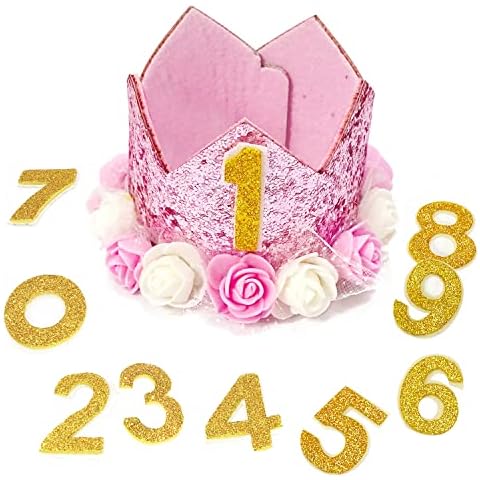 RIMOBUL My Girl Pet's Fancy Crown Birthday Hat with 0-9 Numbers Cover