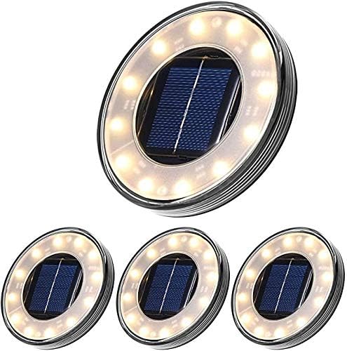 Tomshine Solar Ground Lights, Disk Lights Outdoor Warm White, Waterproof 12 LED Beads Solar In-ground Lights, Outdoor Walkway Lights Decorative for Patio Pathway Lawn Yard Driveway(4 Pack)
