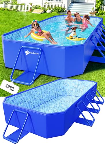 StarOcean 2026 Large Foldable Pool Non-Inflatable Swimming Pool for Kid Adult Collapsible Pool Hard Plastic Overthickened Extra Large Foldable Pool Portable Folding Kid Pool for Backyard 118x73x20