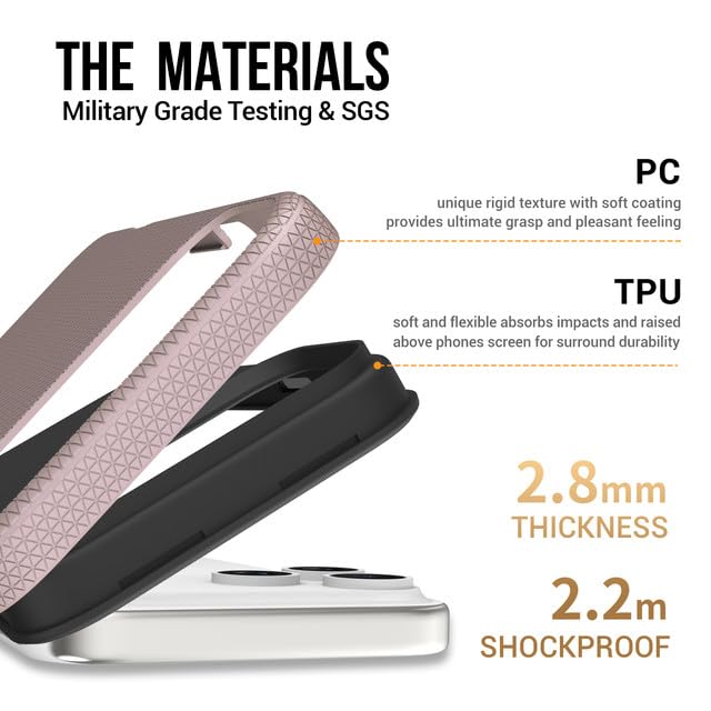 Image of NOXO Ultra-Hybrid Triangle Back Case Cover for iPhone 17 Pro, | Shockproof Design | Camera Protection | Soft TPU & Rugged PC | Bumper Case Cover for iPhone 17 Pro, (Aureate Pink)
