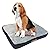 Ellie-Bo Large 87cms x 57cms Dog Bed Blue Corduroy Sides and Grey Faux Fur Topping will fit 36” Large Dog Cage or Crate