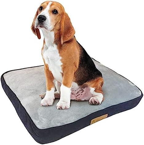Ellie-Bo Indoor Dog Beds Soft and Washable Dog Crate Mattress Faux Suede and Sheepskin Topping Cover Polyester Fiber Filler Fit 30 Inch Cage Size M 71 x 48 x 10cm Dog Bed in Black and White