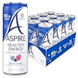 Aspire Healthy Energy Drink, Mixed Berry, Zero Sugar or Calories, Vegan, Kosher, Keto Friendly, Gluten Free, 12 Fluid Ounce (Pack of 12)