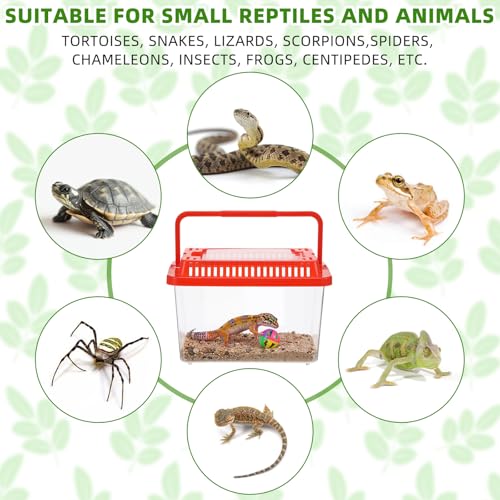 Image of LemonRoad 35 Pcs Plastic Reptile Terrariums Carrier Cage Enclosure Snake Breeding Box Hatching Container Fish Tank with Ventilated Lid for Tarantula Spider Turtle Lizard (Classic,5.1x3.5x3.5 Inch)