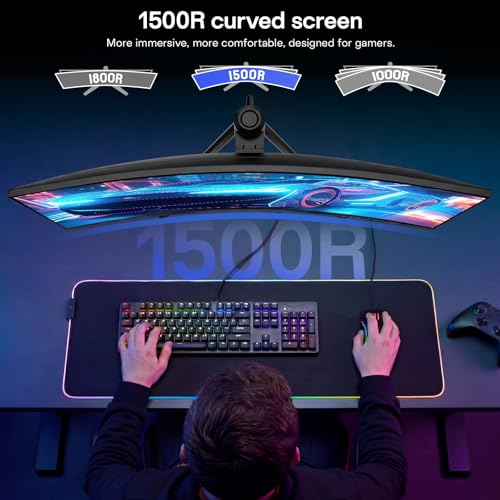 Image of KOORUI 34 Inch 240Hz Ultrawide Curved Gaming Monitor, UWQHD 3440x1440,1500R | HDR400, PIP /PBP,90% DIC-P3, Adaptive Sync, HDMI 2.1 /DP 1.4, Tilt /Swivel /Height Adjustable, VESA for PC Gaming, Work & Play