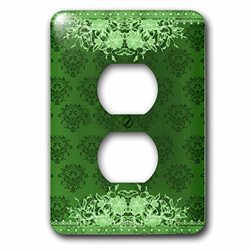 Jolie fleur vintage et damassé Vert finition premium