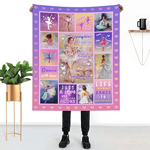 Dancer Gifts For Girls Teens To My Daughter Throw Blankets From Mom Ballet Dancer Inspiration Gifts Lightweight Cozy Soft Flannel Blanket For Bed Sofa Couch 50"X60" #TOP7