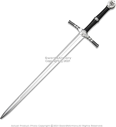 Miniatura 3 de Espada larga medieval de plata de alta densidad de espuma de alta densidad para cosplay, regalo LARP, plateado, 41 pulg.