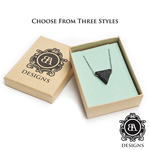 Essential Oil Diffuser & Aromatherapy Necklace | Triangle Lava Bead Jewelry | Stainless Steel Chain … (Silver Stainless Chain)