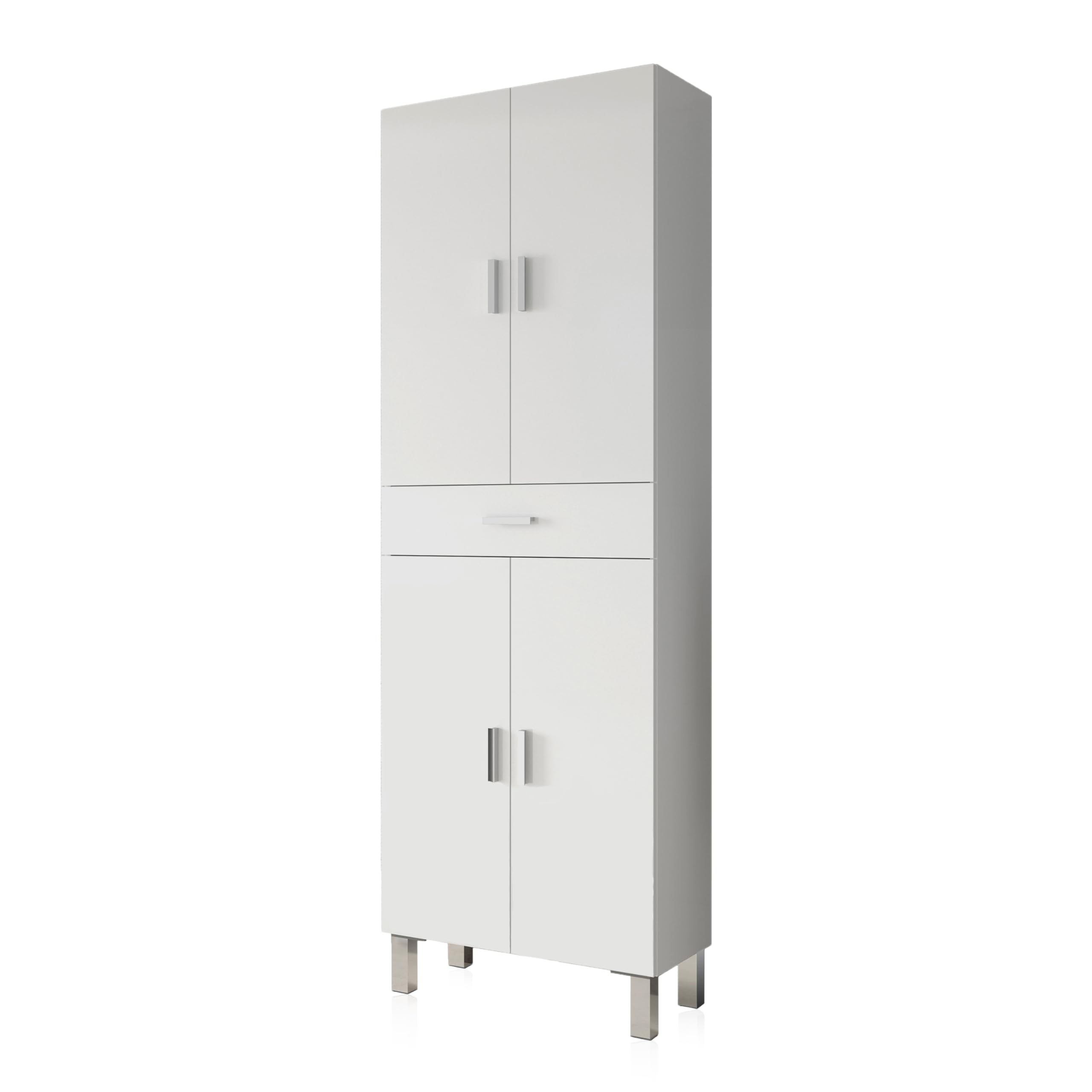 duehome | Columna de baño, Mueble de Lavabo, 4 Puertas y 1 cajón, Modelo Dolce, Acabado en Blanco Brillo, Medidas: 60 cm (Ancho) x 182 cm (Alto) X 29 cm (Fondo)