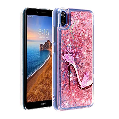 ChoosEU Compatible con Funda Xiaomi Redmi 7A Silicona Transparente Dibujos Glitter Brillante Bonita Carcasas Liquido Purpurina Case Antigolpes Bumper Cover Protección Caso - Tacones Altos