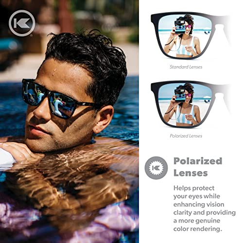 Knockaround Fast Lanes Polarized Sunglasses With Full Uv400 Protection For Men And Women, Slate Tortoise Shell Frames/Sky Blue Reflective Lenses #TOP3