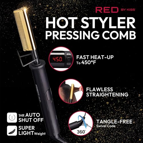 Red by Kiss Electric Hot Comb - Hair & Beard Straightener 232°F - Image 6
