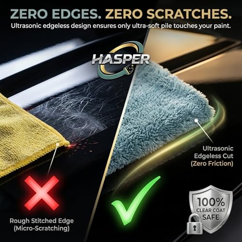 Image of HASPER Microfiber Cloth for Car Cleaning - 1200 GSM | High Absorbent Car Washing Clothes & Duster - Essential Car Accessories for Dashboard & Maintaining Car Decoration Items Interior (40 x 40 CM)