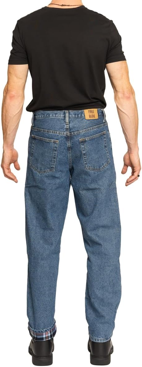 Full Blue Men's 5 Pocket Flannel Lined Jeans - Image 6