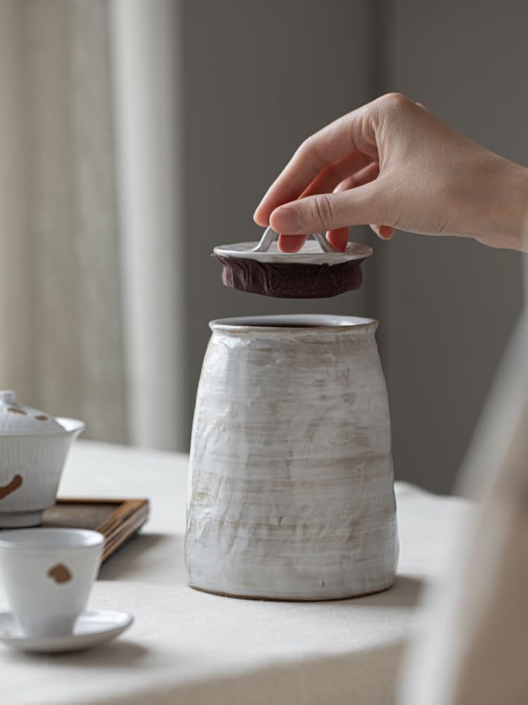SONGCHAO Sugar Jar Ceramic Tea Container Retro Tea Can Chinese Coffee Powder Can Reusable Kitchen Storage Jar Sugar Jar Tea Canister (Color : A)