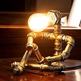 LCYY.TG Steampunk Table Lamp, Vintage Industrial Metal Robot Table lamp, Water Pipe Table Lamp, Steam Punk Pipe Lamp Style Desktop Light for Bar Cafe Desktop Room Decoration