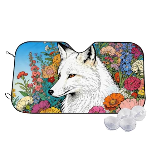 Pare-soleil voiture pliable Fox motif floral coloré 76x140 cm protège votre habitacle de la chaleur