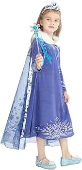 Purple Princess Dress For Girls With Crown & Wand - Fairy Tale Costume For Birthday, Wedding, Party Or Cosplay