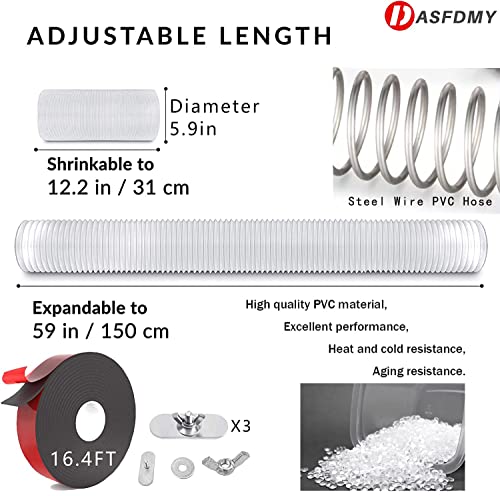 Portable Ac Window Vent Kit With 5.9" Exhaust Hose, Adjustable Window Sliding Ac Vent Kit For Ac Unit, Universal Ac Seal Plate With Coupler For Sliding Window Or Door #TOP1