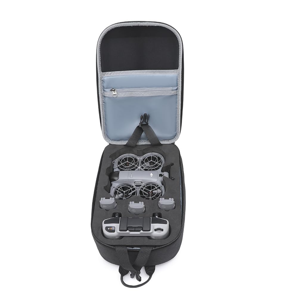 Sac à dos pour DJI NEO 2, sac de transport de voyage organisateur d'épaule organisateur EVA housse de protection boîte portable pour magasin NEO2 drone, télécommande RC-N3, hub de charge, batteries