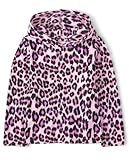 The Children's Place,Long Sleeve, Sherpa Lined, Zip-Front Hoodie Sweatshirt,Large (10/12) Pink Leopard