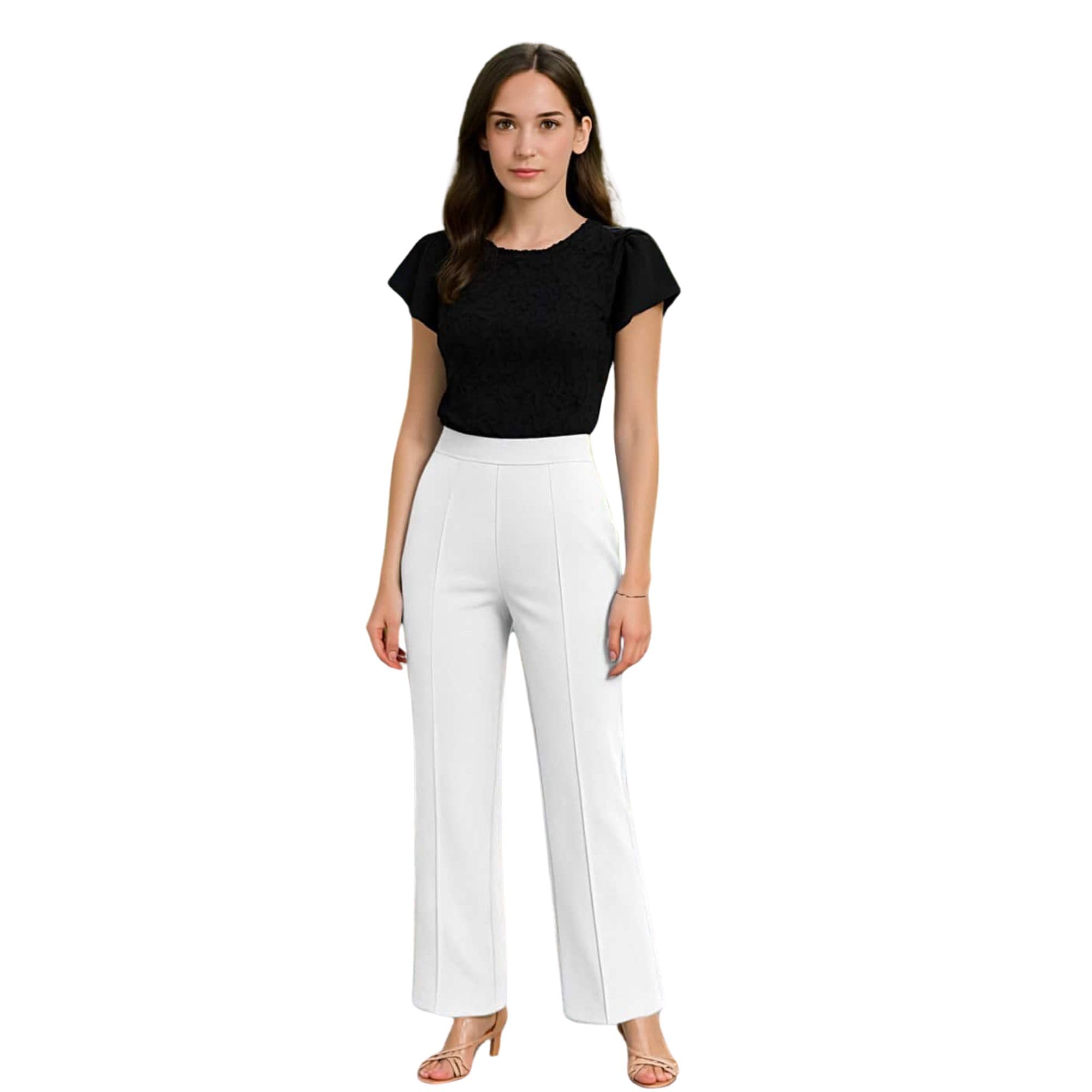 swadesi stuff Women's Trendy High Waist Bell Bottom Pants – Stretchable Slim and Fit Flare Trousers for Workwear, Events & Everyday Style-picture-0