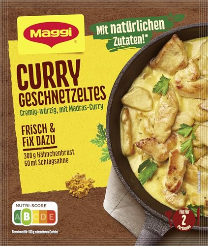 MAGGI Fix für Curry Geschnetzeltes, Würzmischung, mit natürlichen Zutaten*, für 2 Portionen, 1er Pack (1 x 41g)
