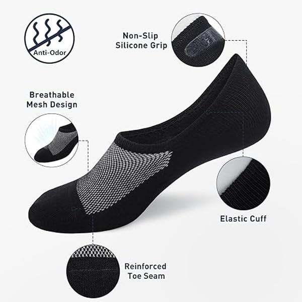 3 Pairs No Show Men Socks,Low Cut Ankle Sock,Men Short Socks Casual Cotton Socks with Non Slip Grips3