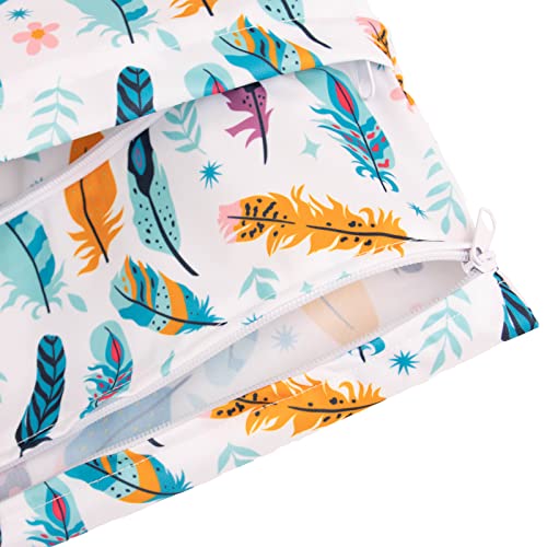 Image of Babygoal Wet Dry Bags for Baby Cloth Diapers, Washable Travel Bags, Beach, Pool, Gym Bag for Swimsuits & Wet Clothes with Two Zippered Pockets 3 Pack, 3LN21