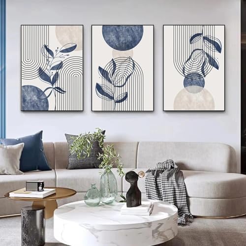 Impression sur toile botanique minimaliste et tableau abstrait bleu