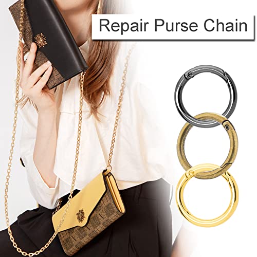 Image of 12Pack 1 Inch Spring O Ring Clip Keychain, 4 Colors Round Carabiner Clip Keyrings Snap Hook Buckle for Purse Shoulder Bag Chain Ring Clip Replacement Paracord Keychain Lanyard Leather Repair Hardware