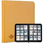 9 Pocket Card Binder PU Card Ablum Trading Card Holder Side Slip Pockets Sport Black (Yellow, 432 Pockets)