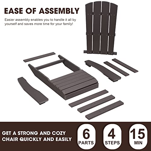 Aok Garden Adirondack Chairs Set Of 4, Weather Resistant Hips Plastic Fire Pit Chairs, Modern Poly Adorondic Outside Chairs, 350 Lbs Adirondack Chair For Easy Assembly, Brown #TOP6