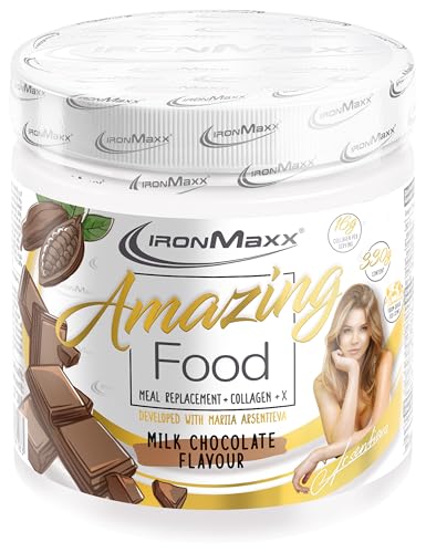 IronMaxx Amazing Food Mahlzeitenersatz - Chocolate 330g Dose | Mit Collagen, High Protein und Glutenfrei, mit hochwertigem Kollagen, In Kooperation mit Mariia