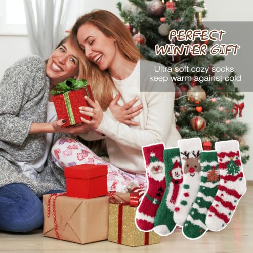 Trifabricy Fuzzy Socks, 5 Pairs Cute Chirstmas Fuzzy Socks for Women Gifts - image 7
