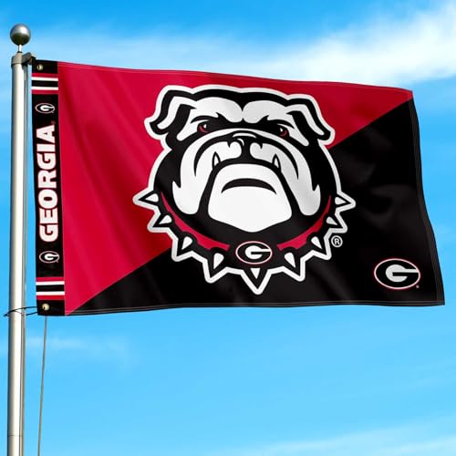 Bandera Georgia Bulldogs con logotipo llamativo de College Flags & Banners Co. 3