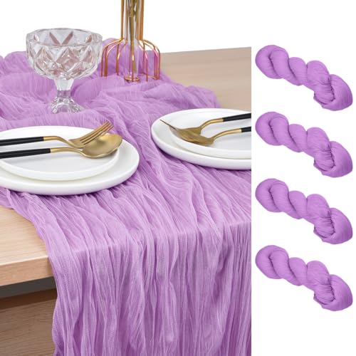 Lilac Cheesecloth Table Runner Fall Wedding Birthday Party Decor 4 Pack