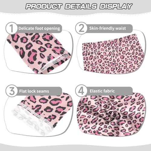 ZZKKO Girls Leggings Pink Leopard Print Toddler Girls Clothes Toddler Comfortable Bottoms Girl Leggings 3T-10Y3