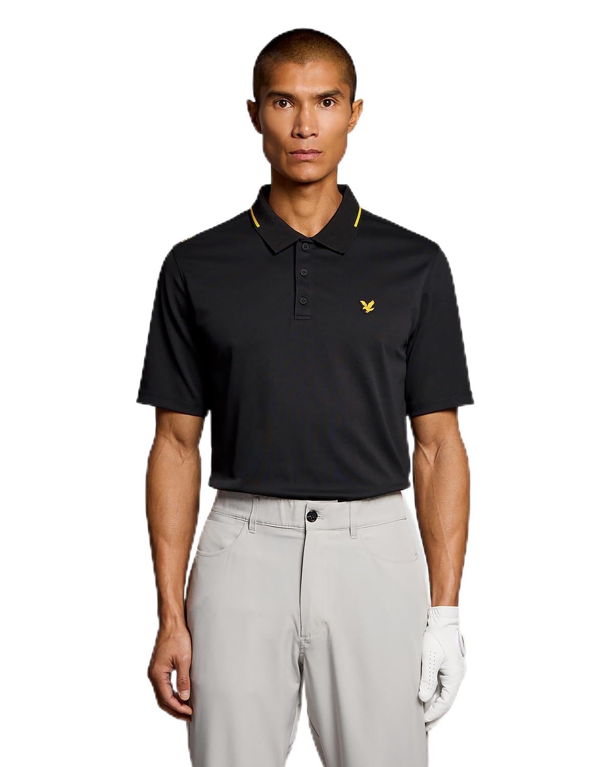 Lyle & Scott Men's Z865 Jet Black Ss Polo Shirts Golf 1874 Tipped Tech Polo Shirt M